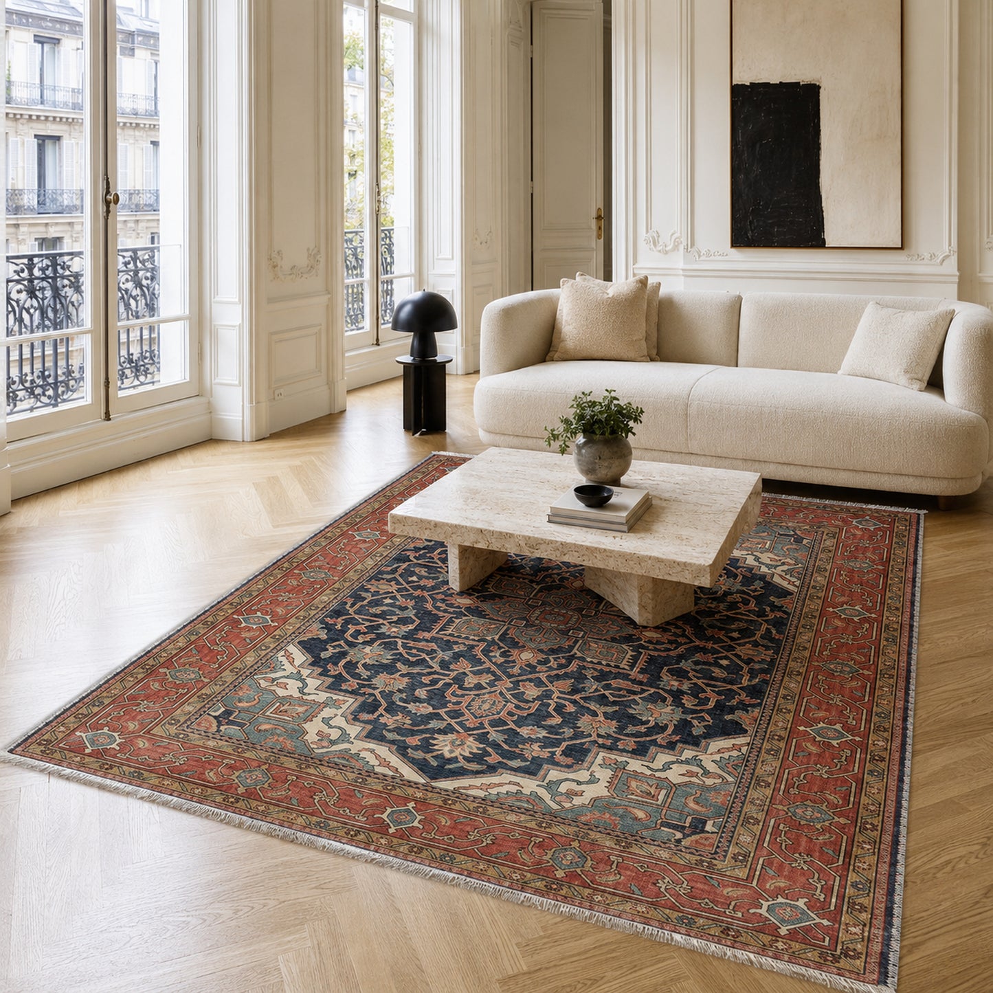 RWK3041 washable chenille area rug, room scene