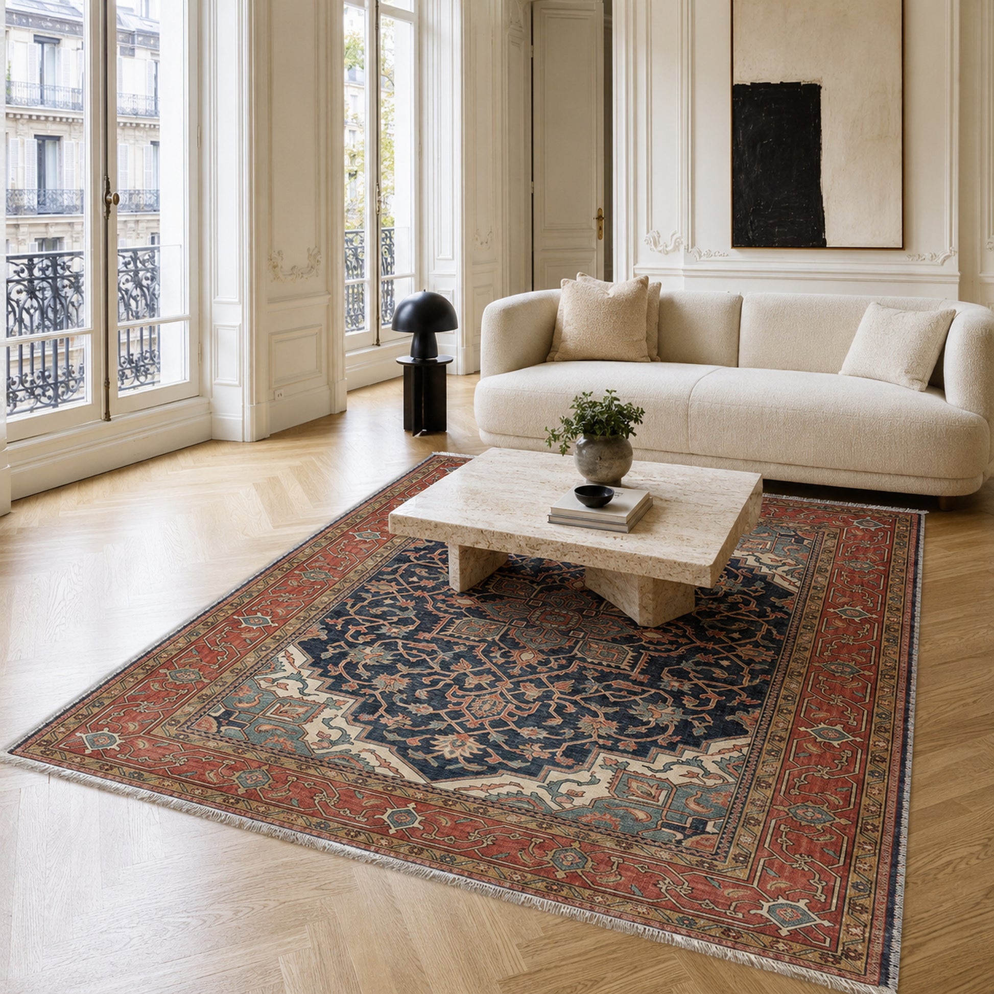 RWK3041 washable chenille area rug, room scene