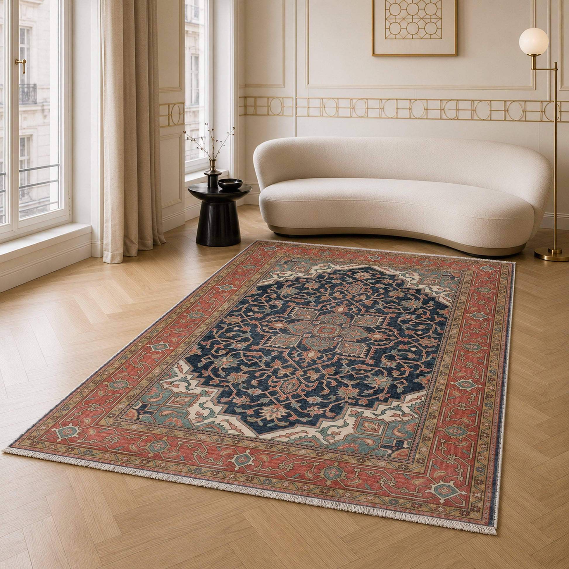 RWK3041 washable chenille area rug, room scene