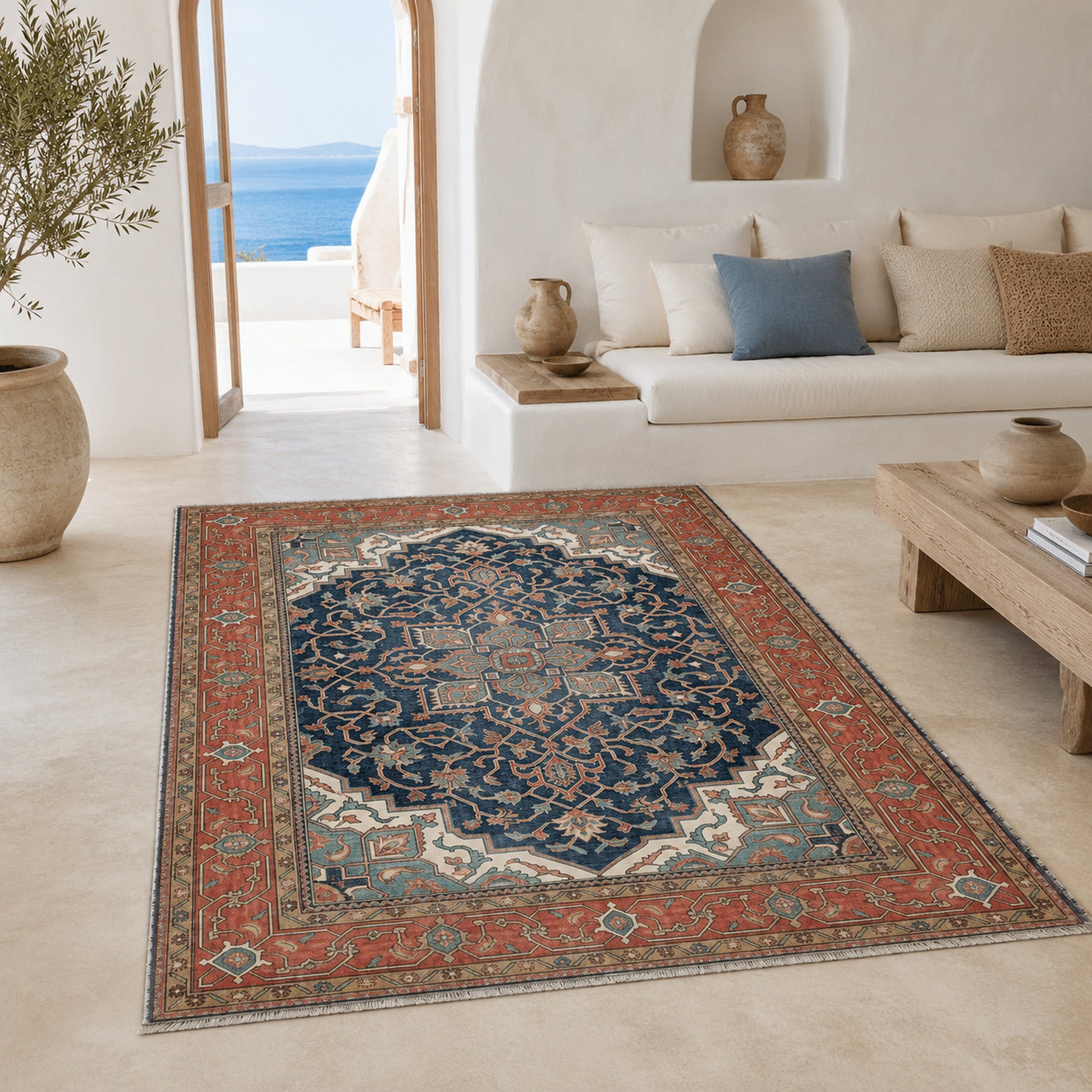 RWK3041 washable chenille area rug, room scene