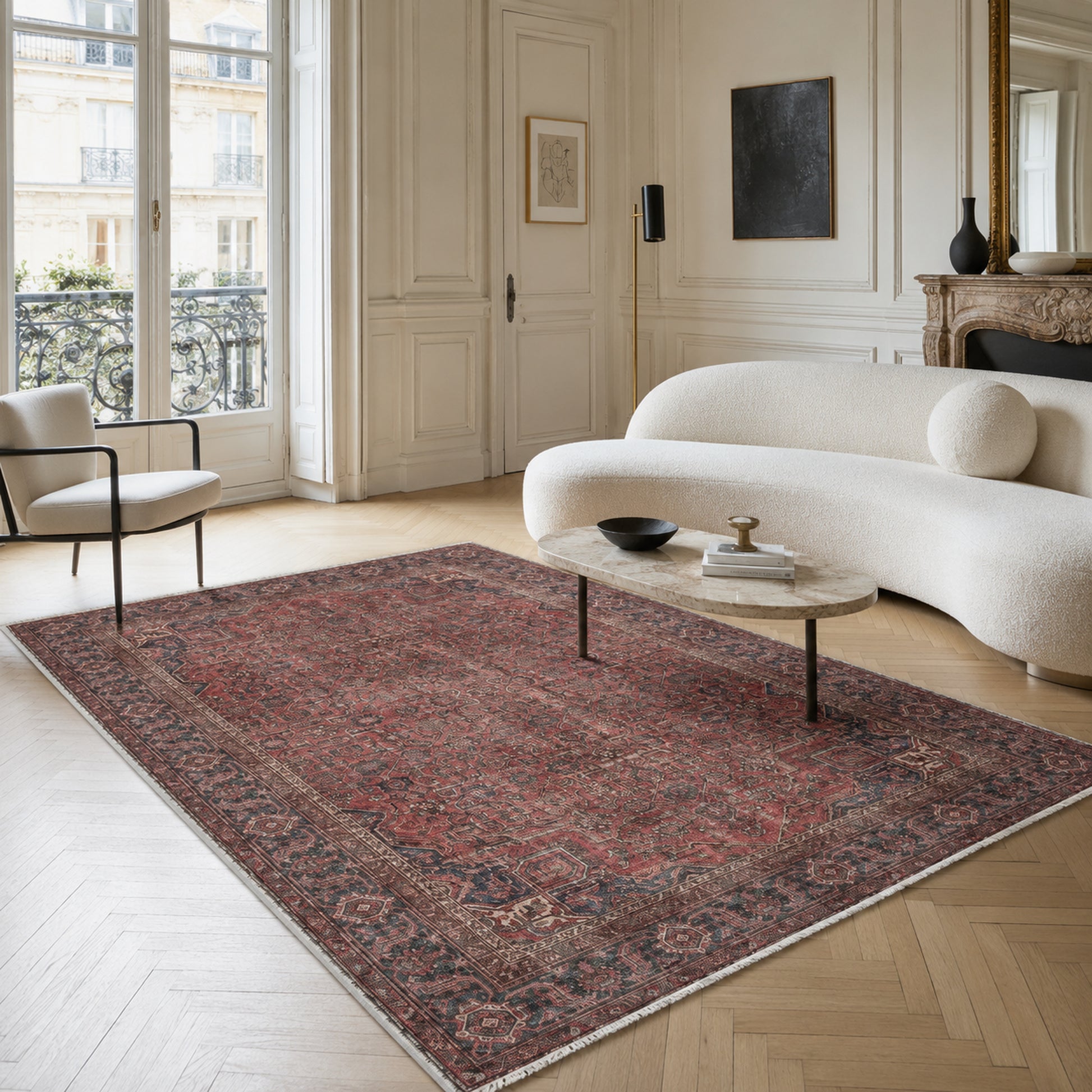 RWK304203 washable chenille area rug, room scene
