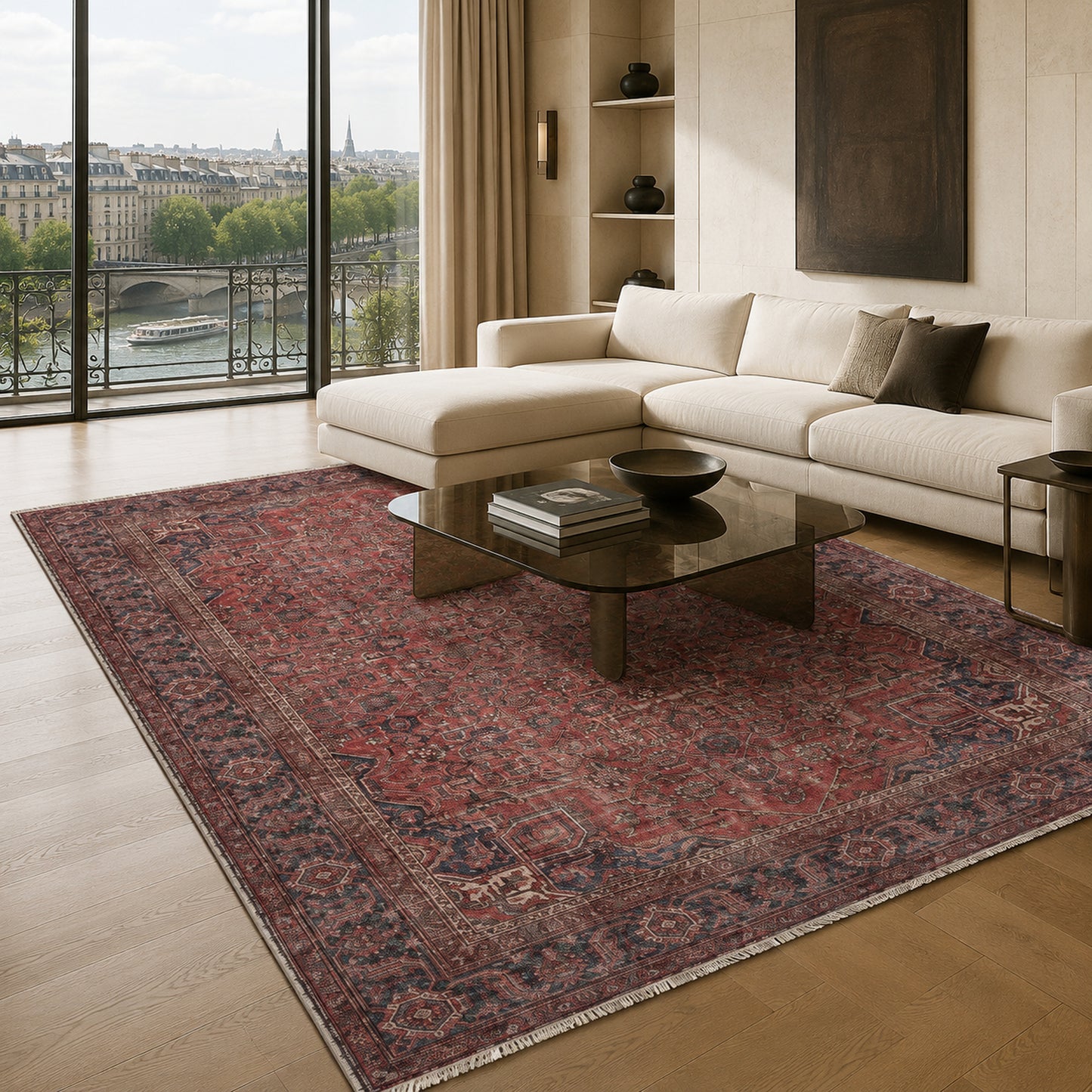 RWK304203 washable chenille area rug, room scene