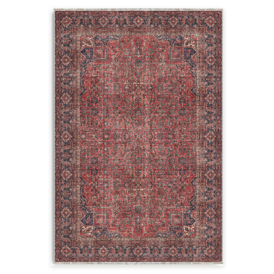 Crisp Patina Deep Red Vintage Washable Rug