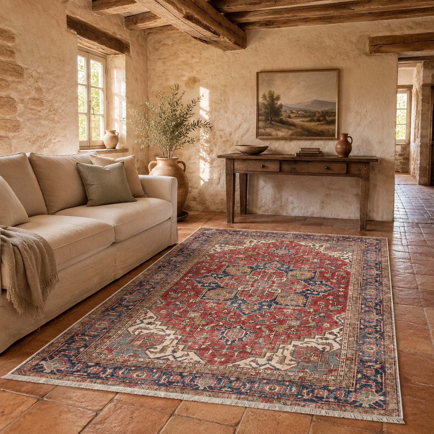 RWK3043103 washable chenille area rug, room scene