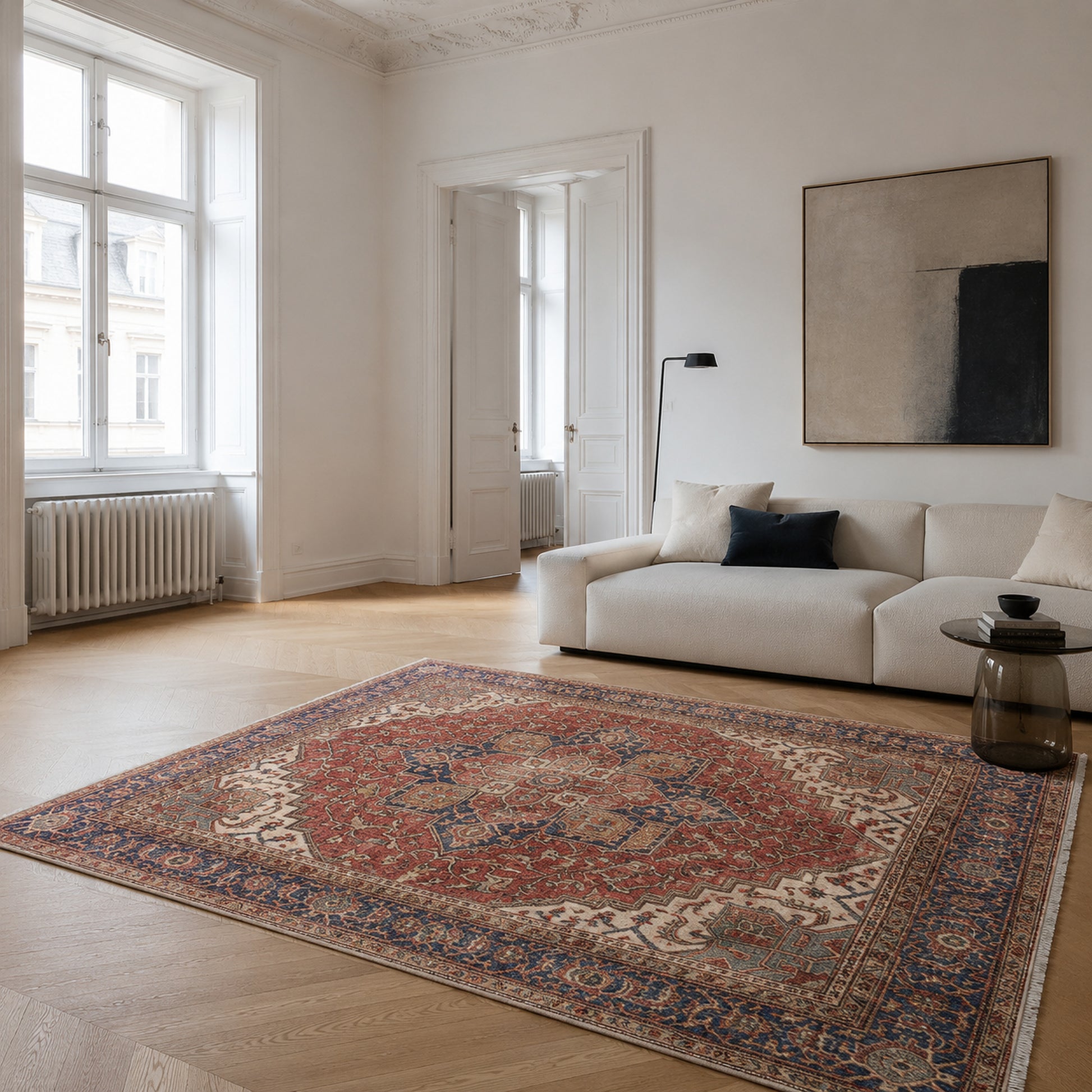 RWK3043103 washable chenille area rug, room scene