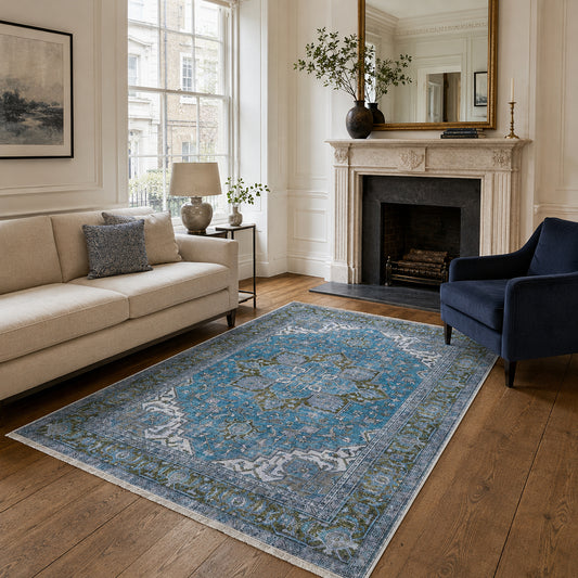 RWK3043203 washable chenille area rug, room scene