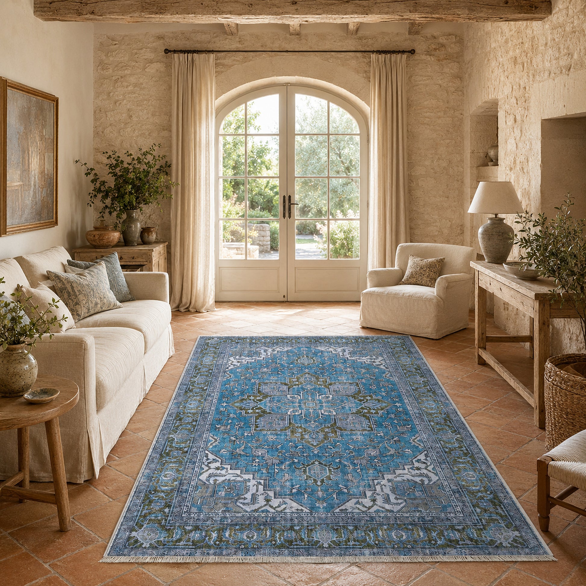 RWK3043203 washable chenille area rug, room scene