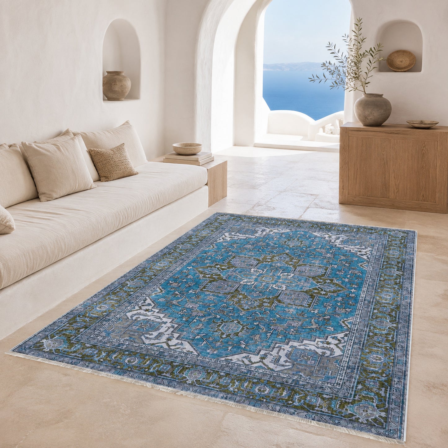 RWK3043203 washable chenille area rug, room scene