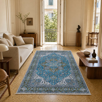 RWK3043203 washable chenille area rug, room scene