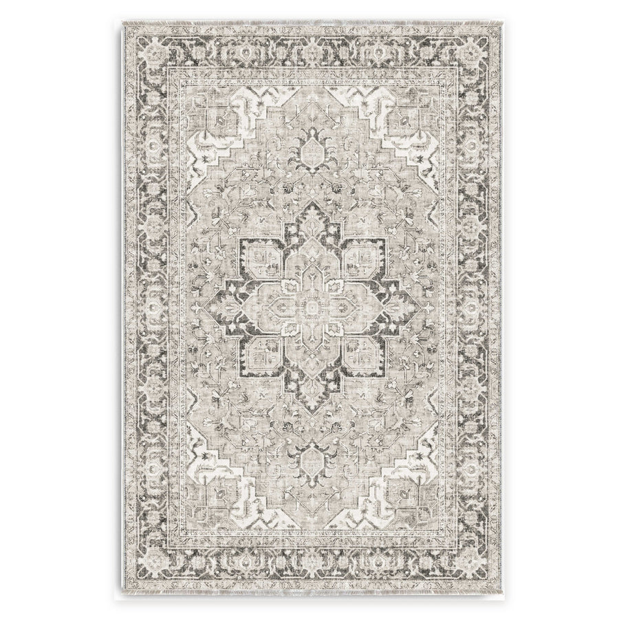 Modular Stripes Mid Grey Traditional Washable Rug