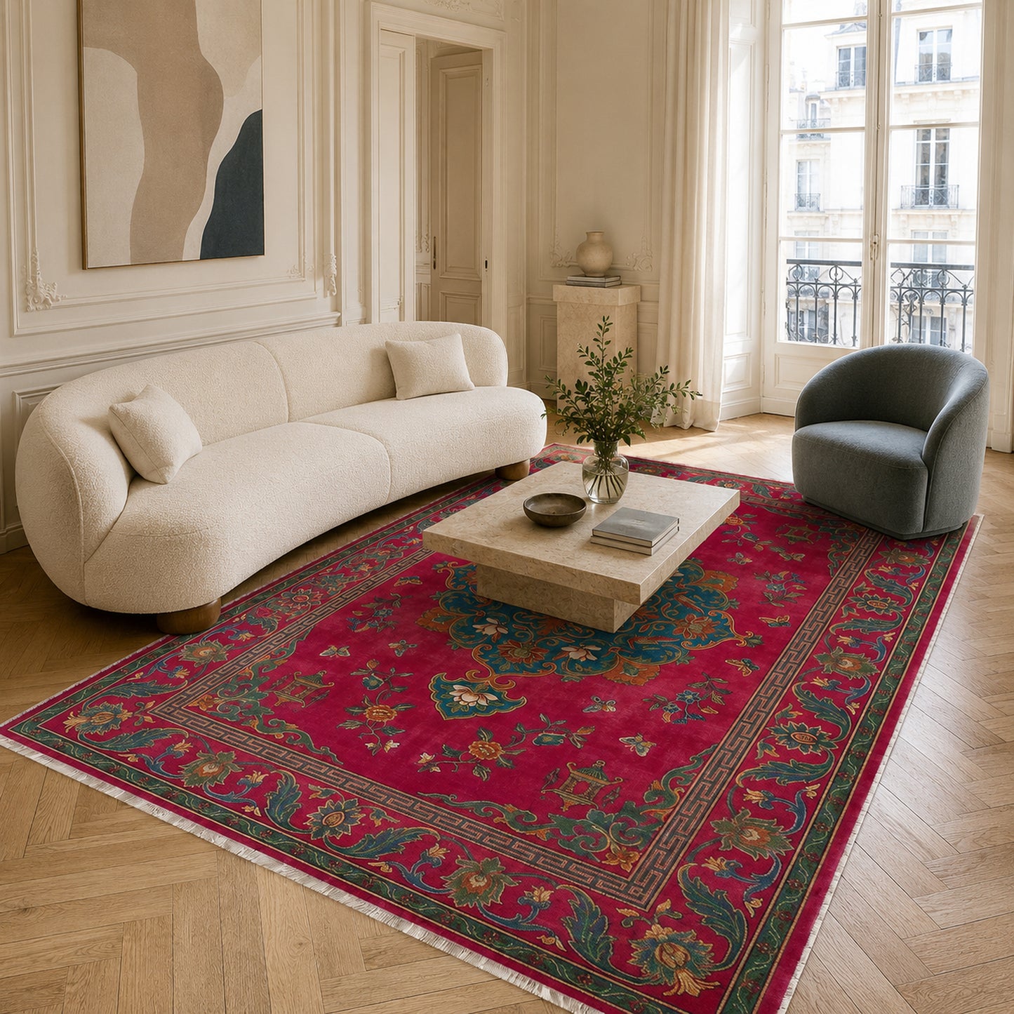 RWK3044103 washable chenille area rug, room scene