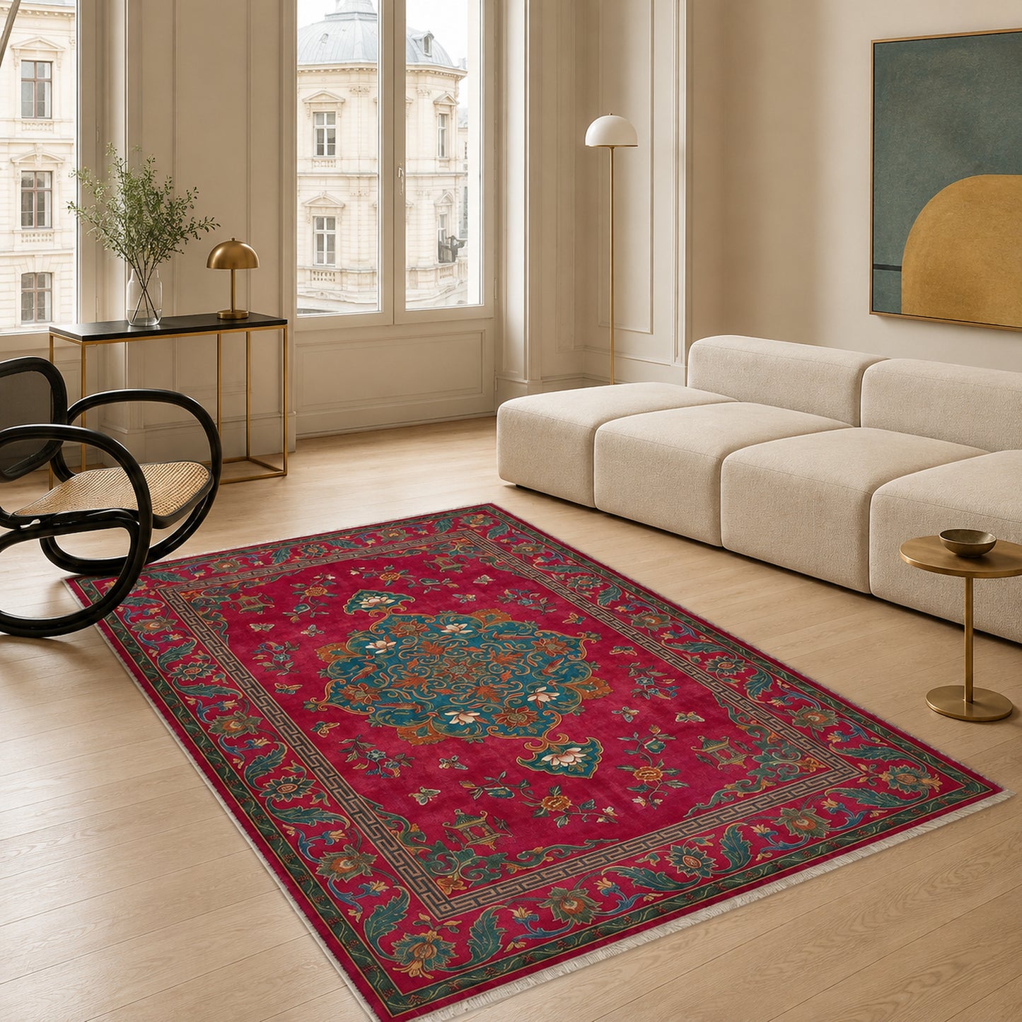 RWK3044103 washable chenille area rug, room scene