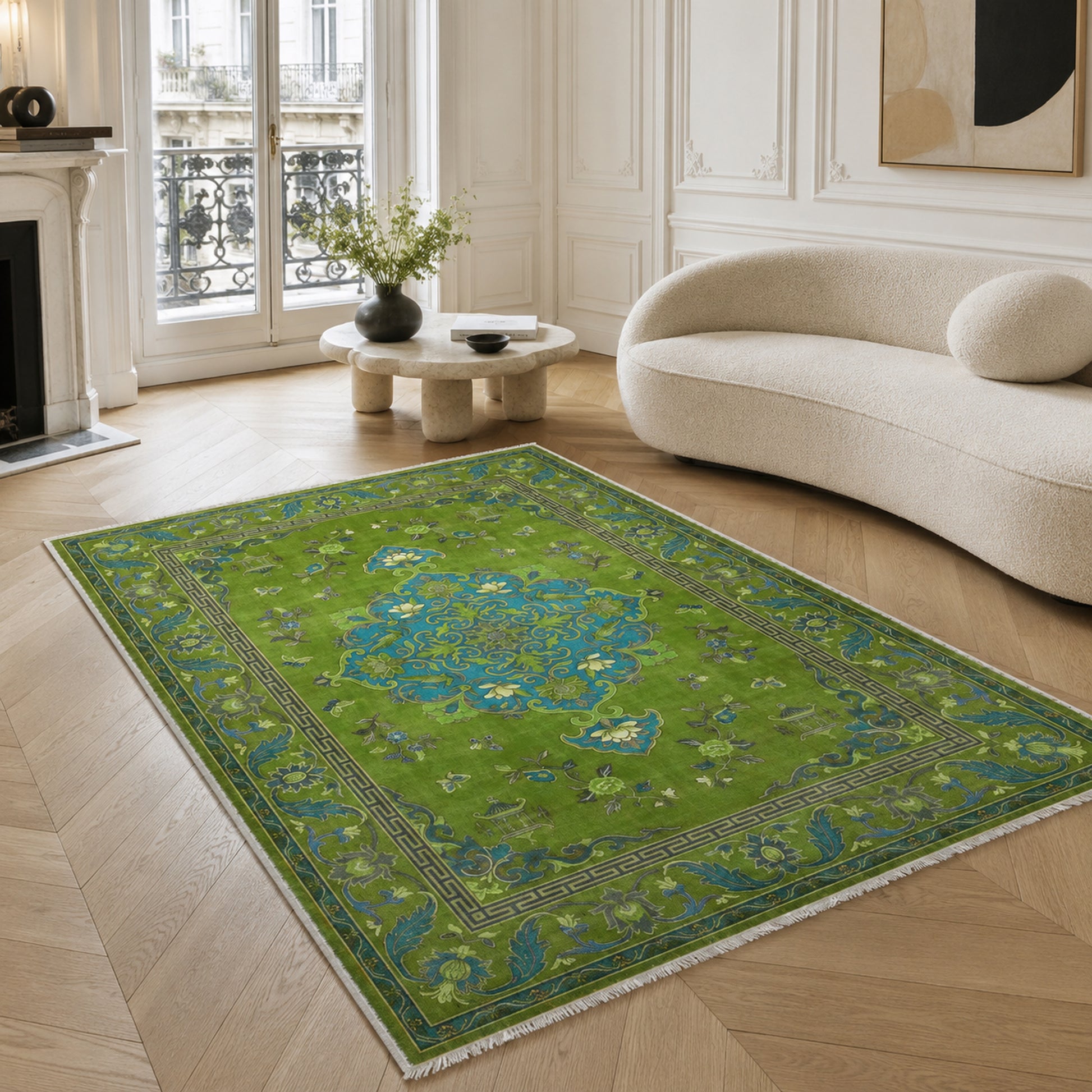 RWK3044203 washable chenille area rug, room scene