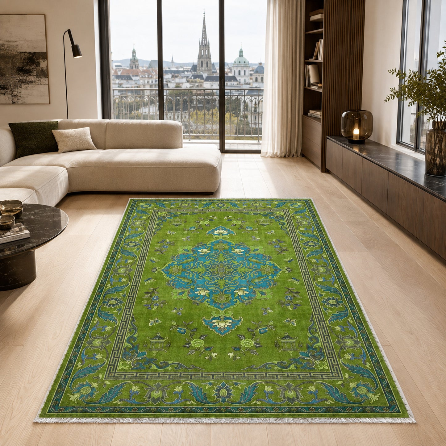 RWK3044203 washable chenille area rug, room scene