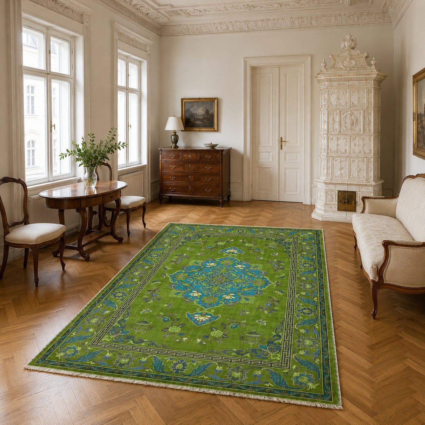 RWK3044203 washable chenille area rug, room scene