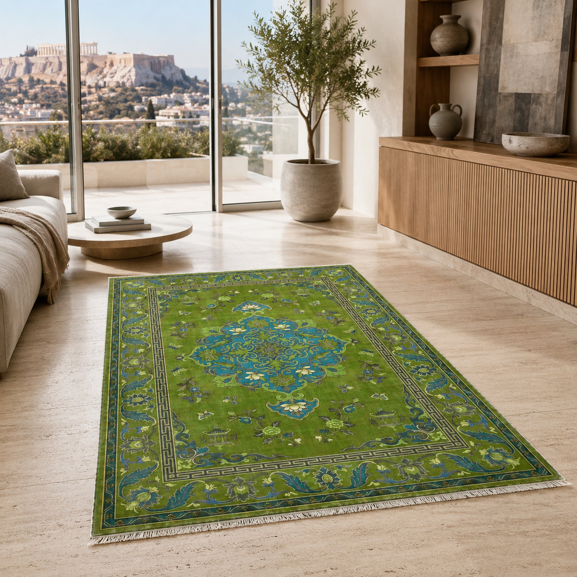 RWK3044203 washable chenille area rug, room scene