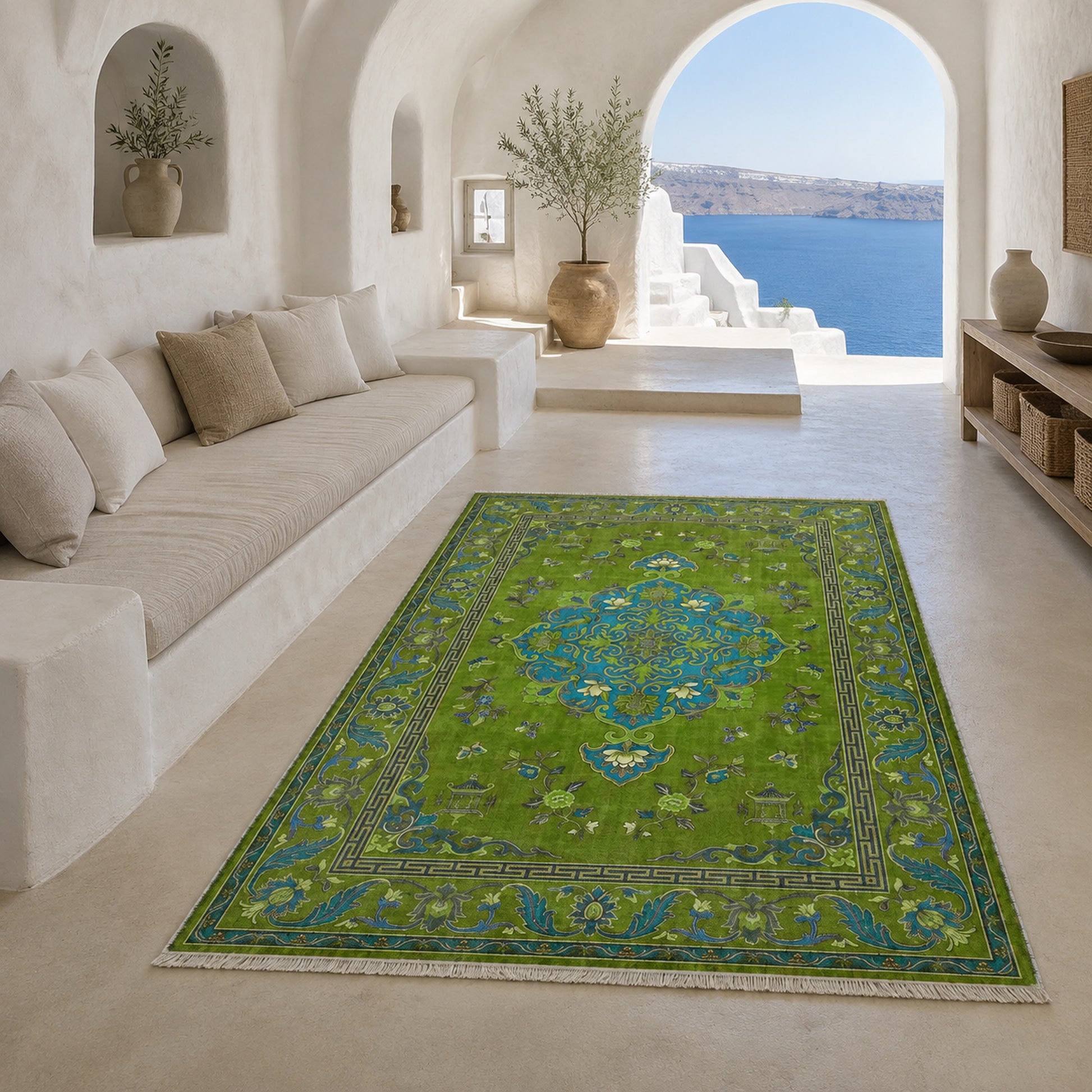 RWK3044203 washable chenille area rug, room scene