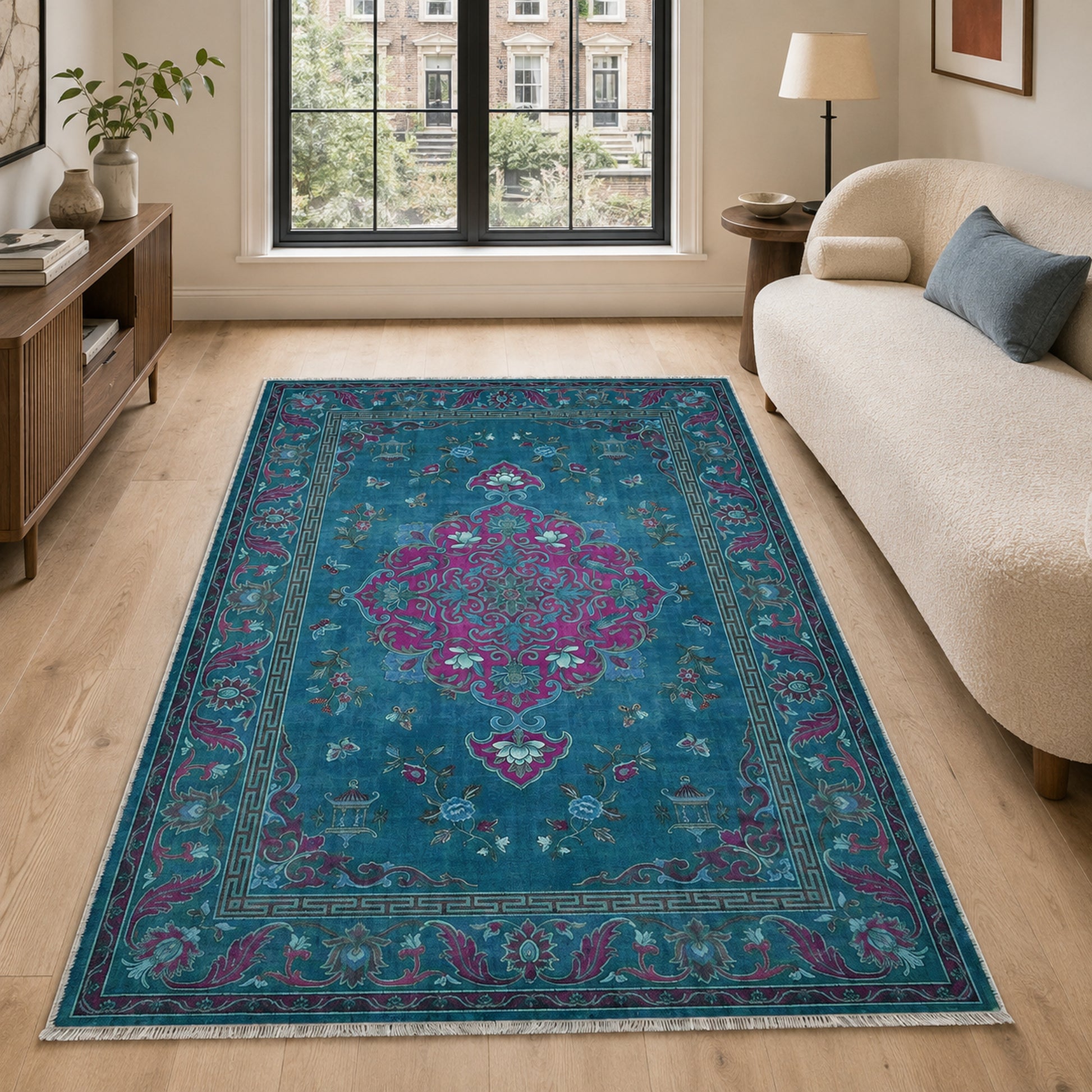 RWK3044303 washable chenille area rug, room scene