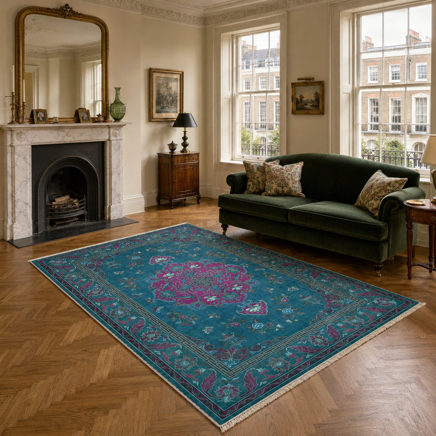 RWK3044303 washable chenille area rug, room scene