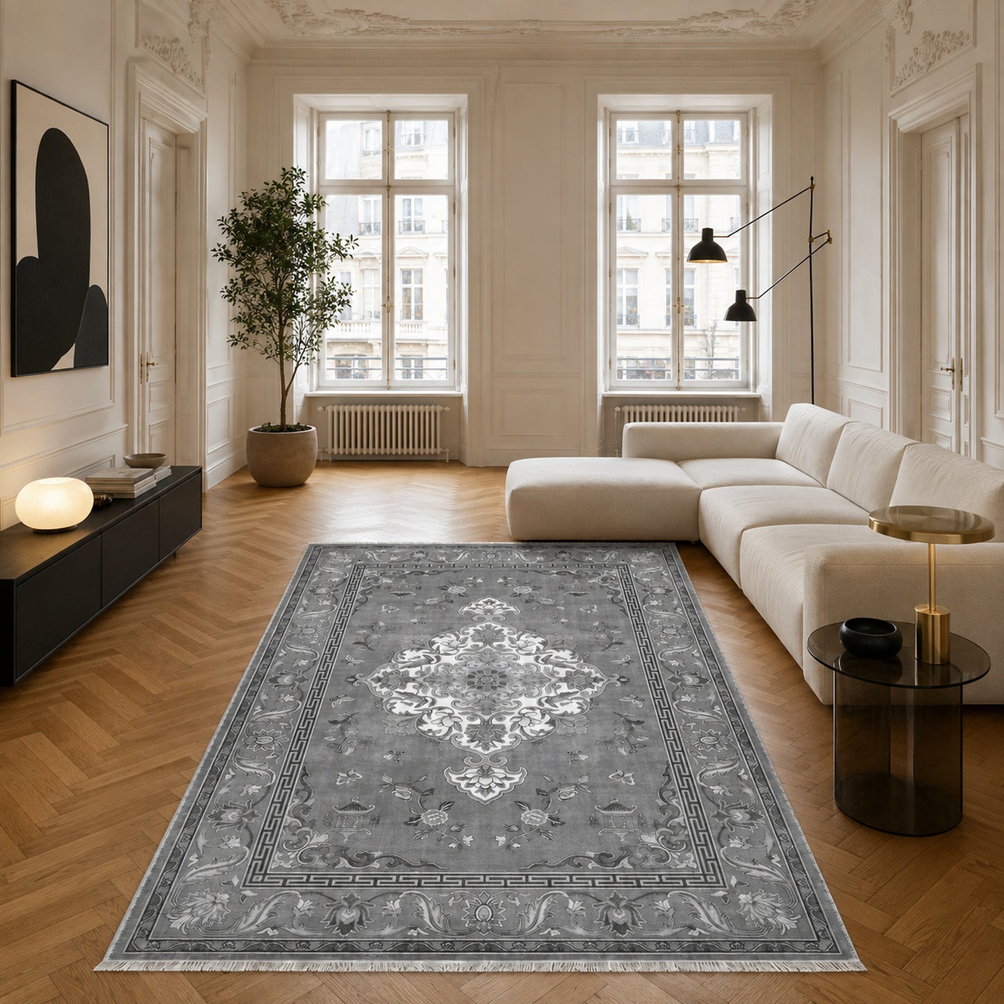RWK3044403 washable chenille area rug, room scene
