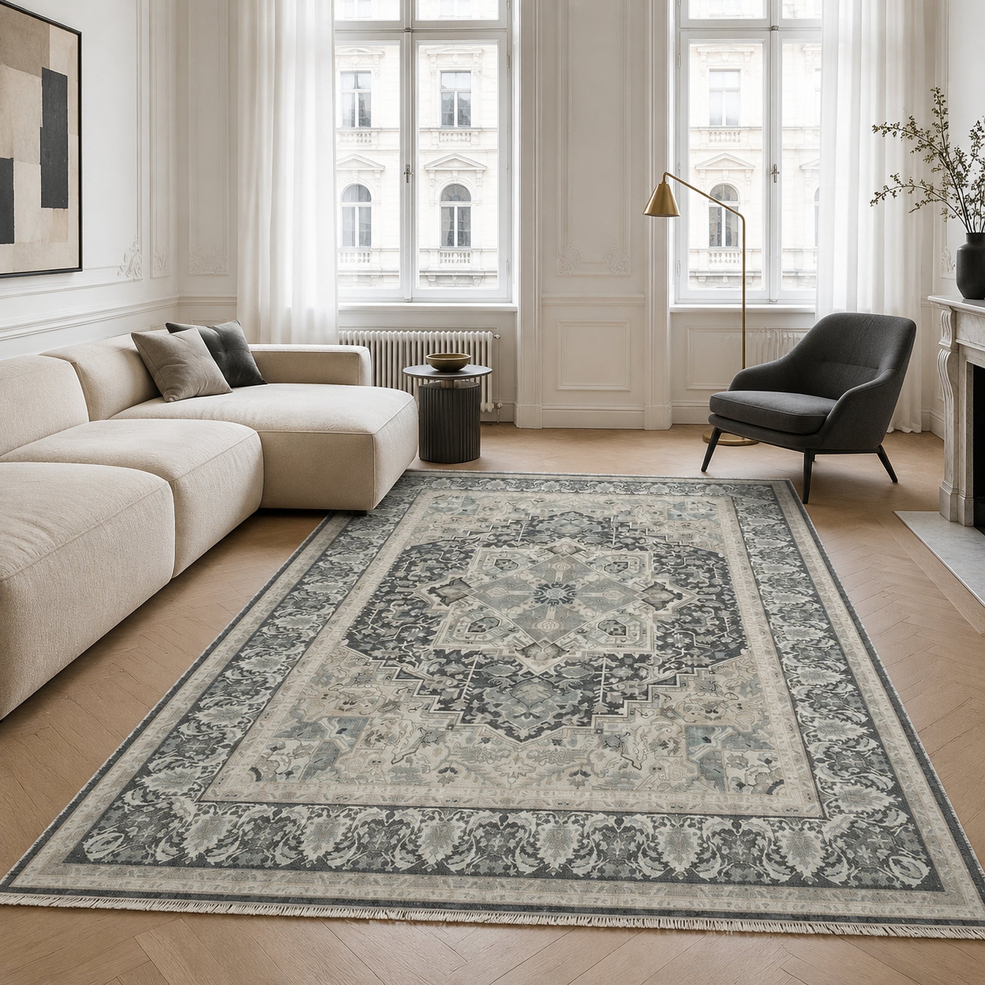 RWK3045 washable chenille area rug, room scene