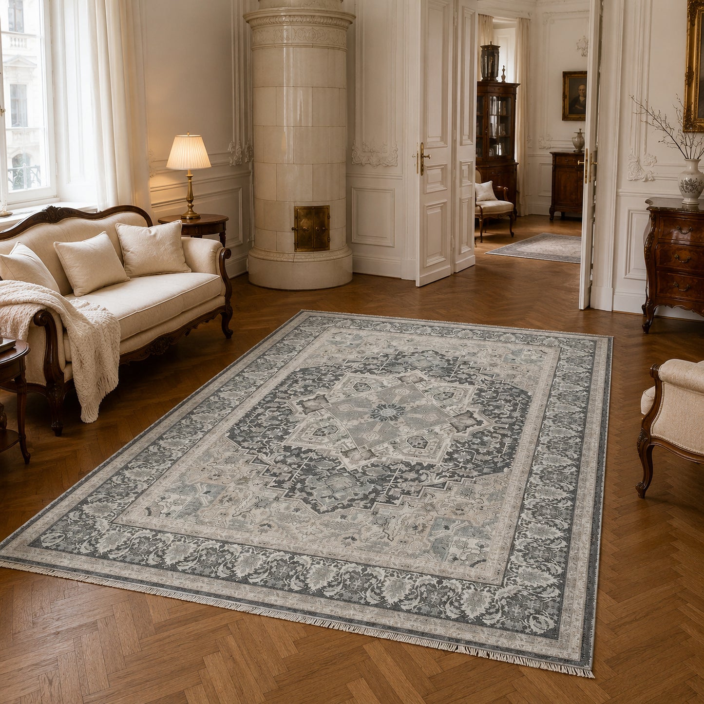 RWK3045 washable chenille area rug, room scene