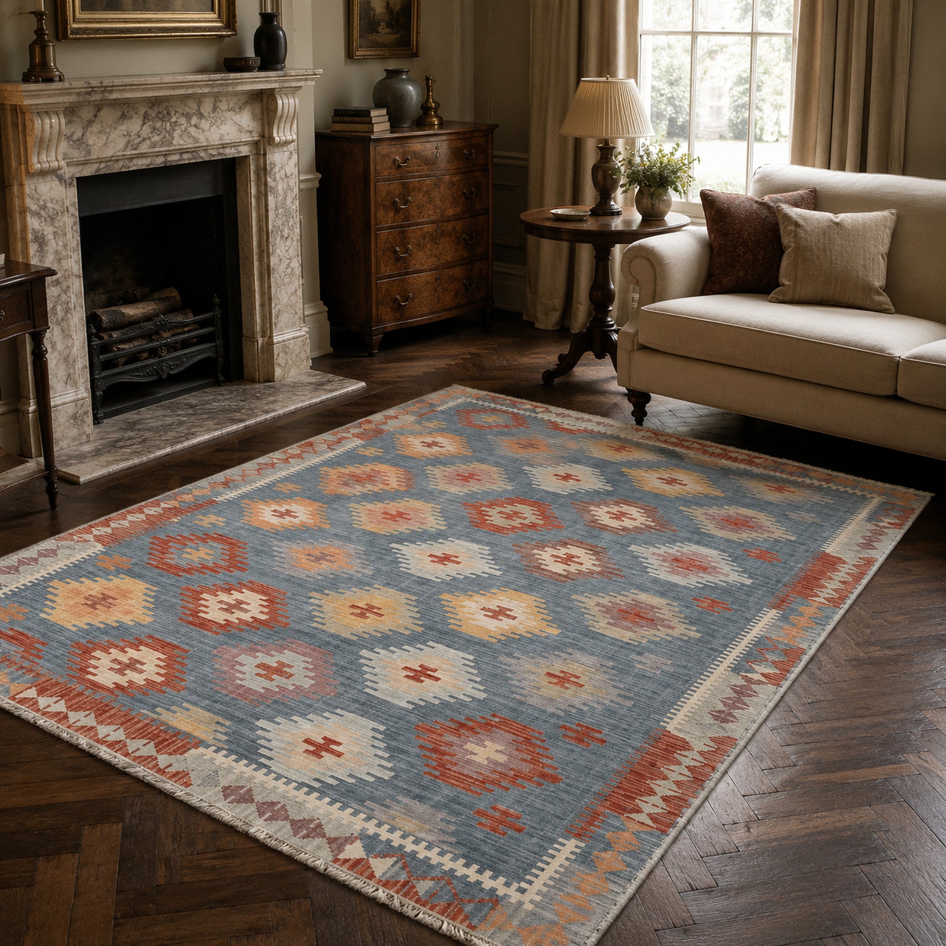 RWK3050 washable chenille area rug, room scene