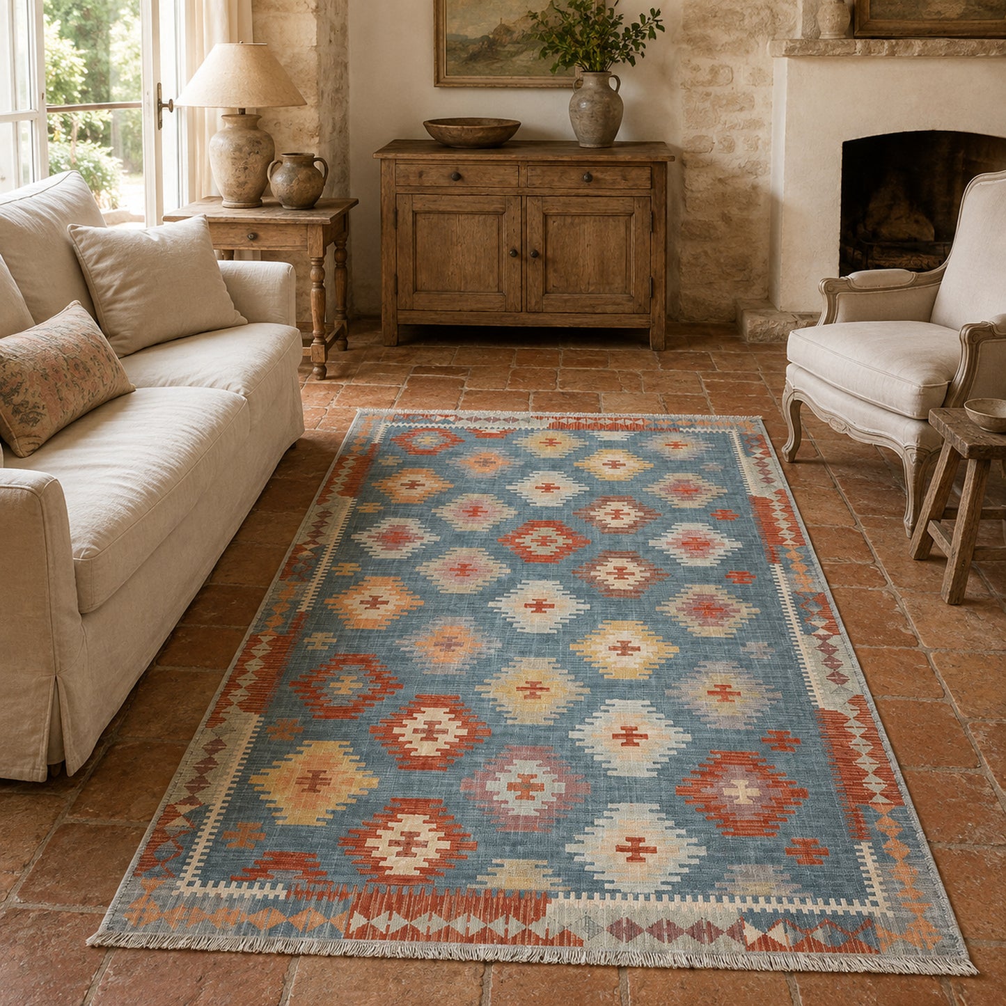RWK3050 washable chenille area rug, room scene
