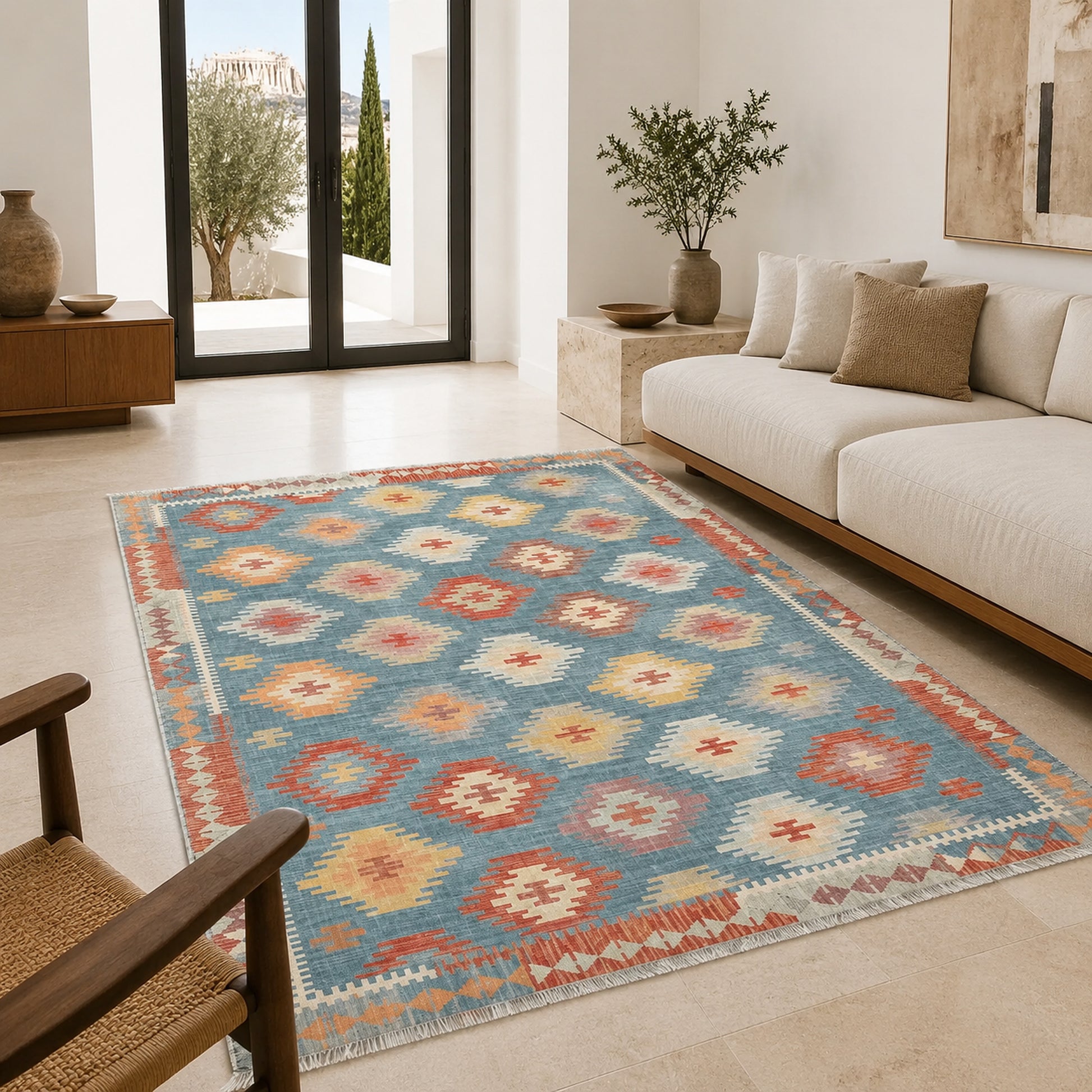 RWK3050 washable chenille area rug, room scene