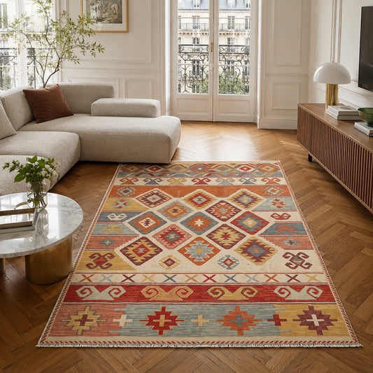 RWK3052 washable chenille area rug in a modern living room