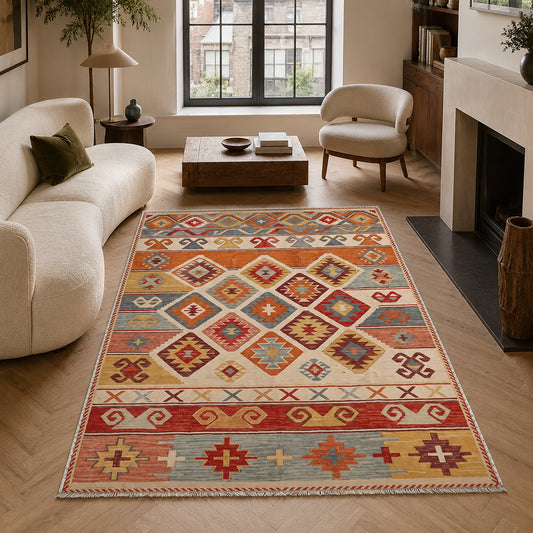 RWK3052 washable chenille area rug, room scene