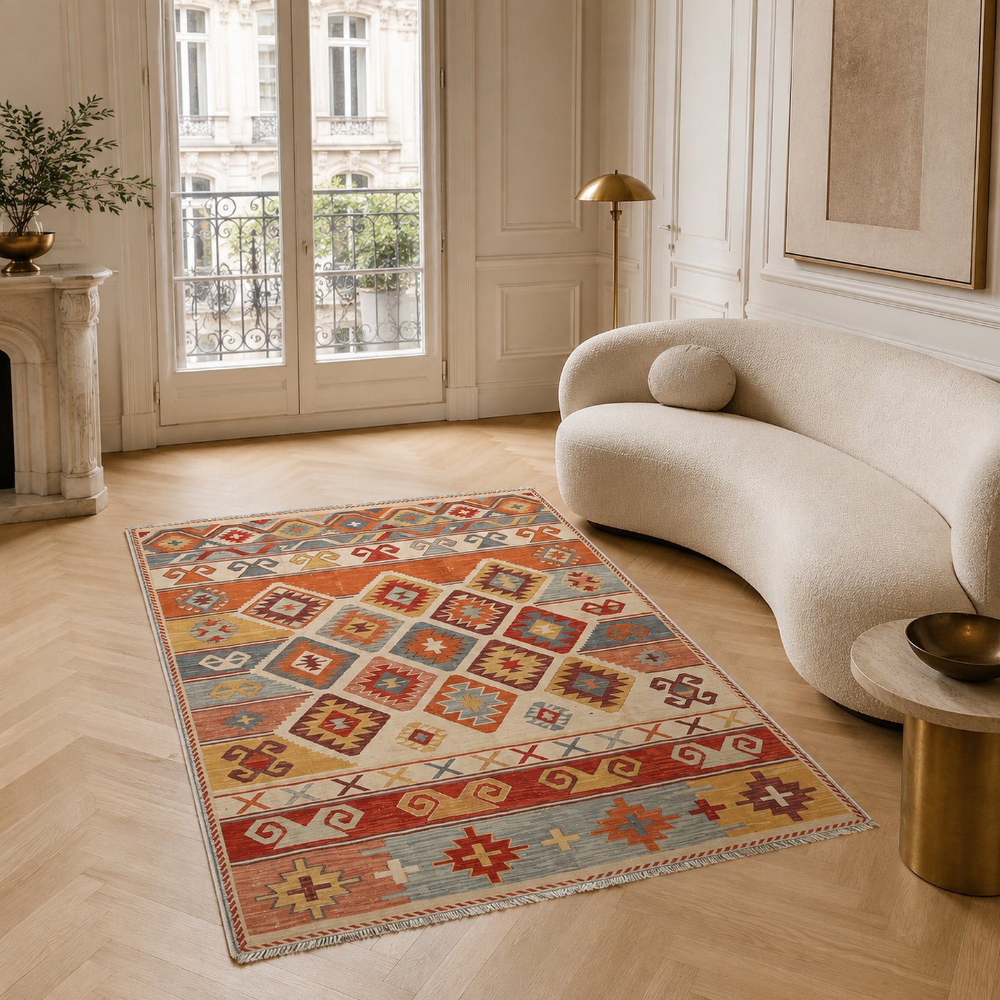 RWK3052 washable chenille area rug, room scene