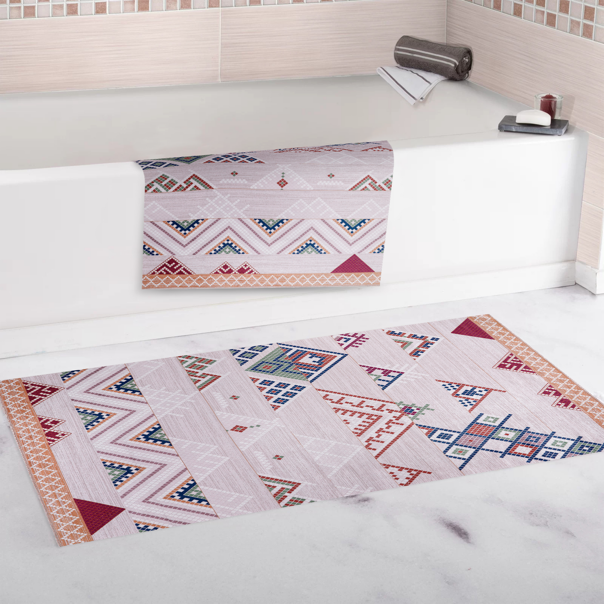 RWNL1002 washable chenille area rug, bathroom