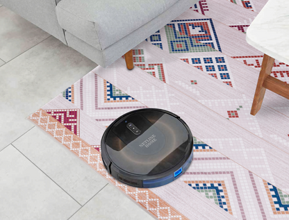 RWNL1002 washable chenille area rug, robot vacuum