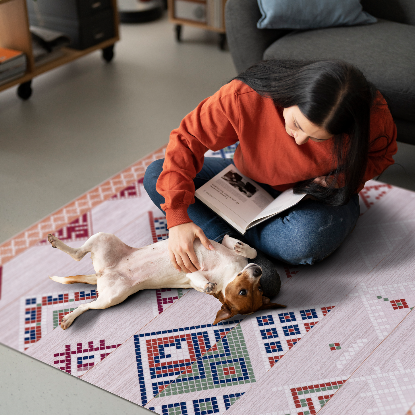 RWNL1002 washable chenille area rug, pet and kid friendly