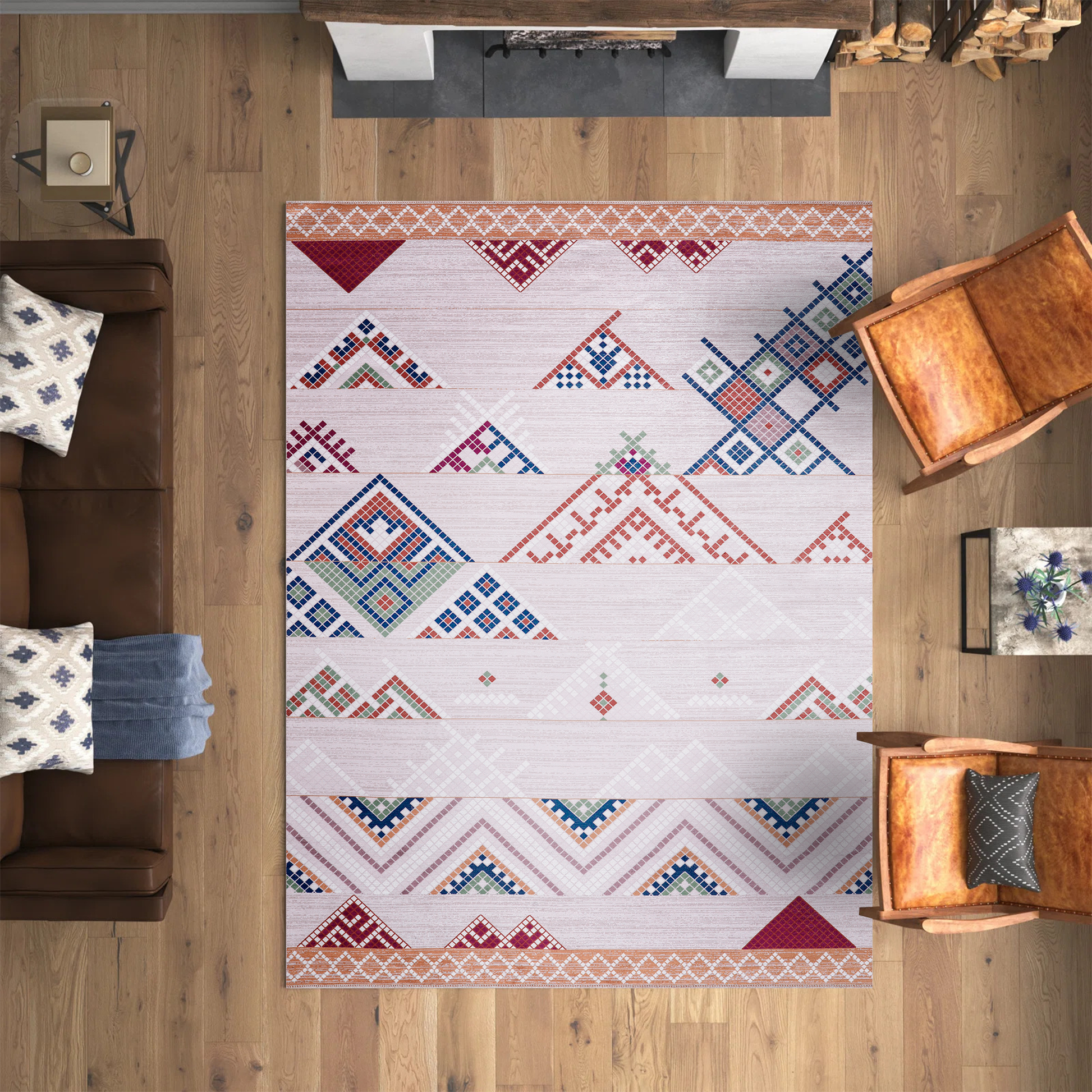 RWNL1002 washable chenille area rug viewed from above