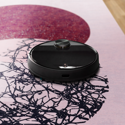 RWNL1003 washable chenille area rug, robot vacuum