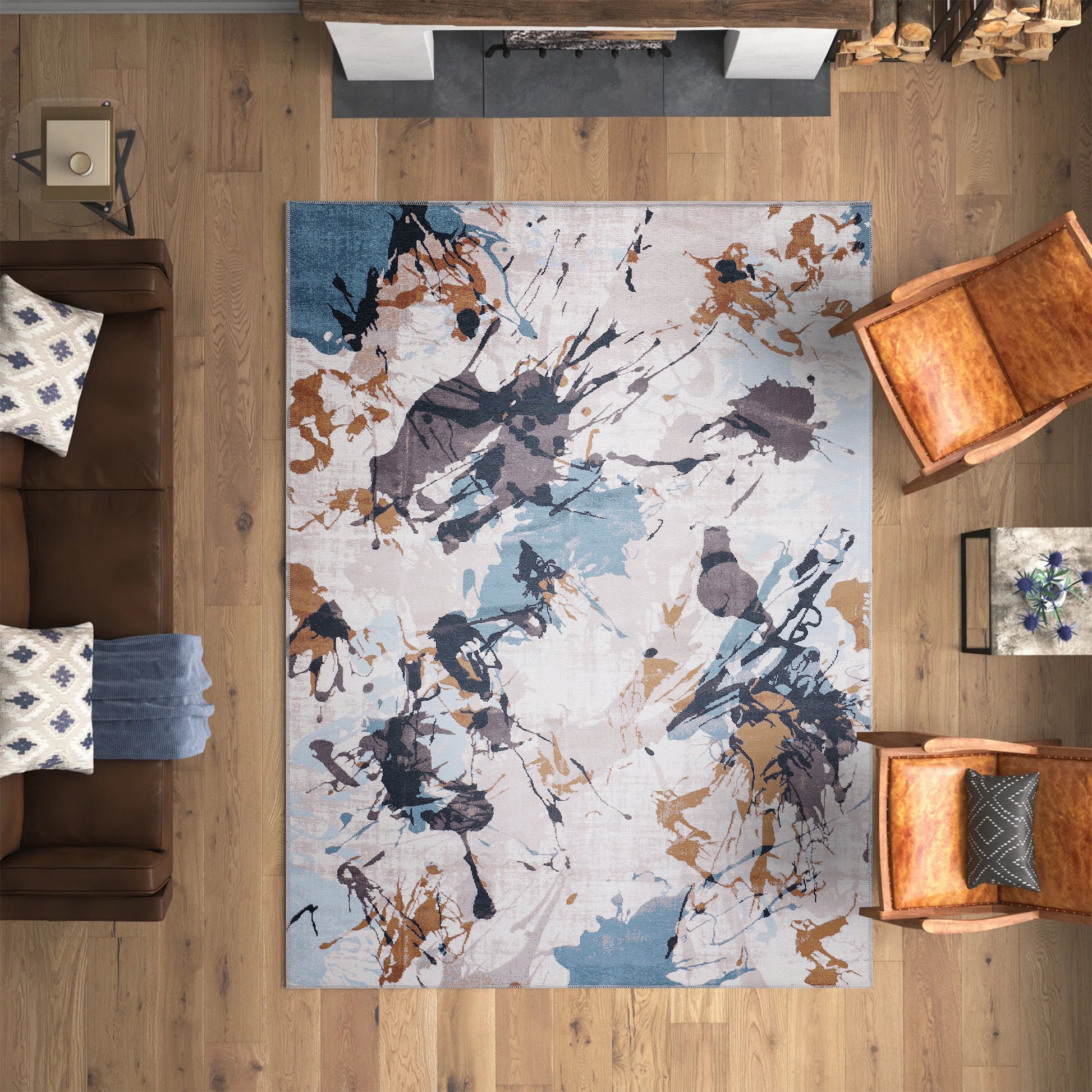 RWNL1004 washable chenille area rug viewed from above