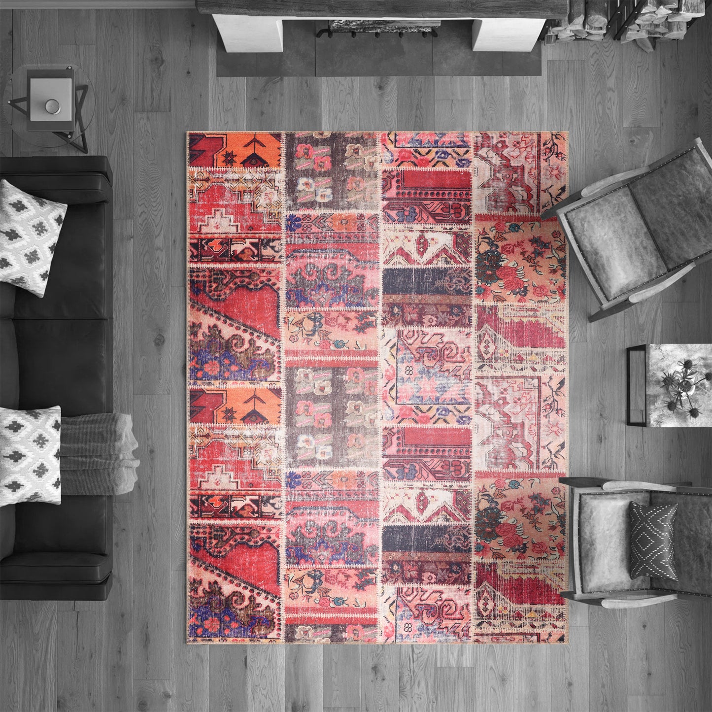 RWNL1006 washable chenille area rug viewed from above