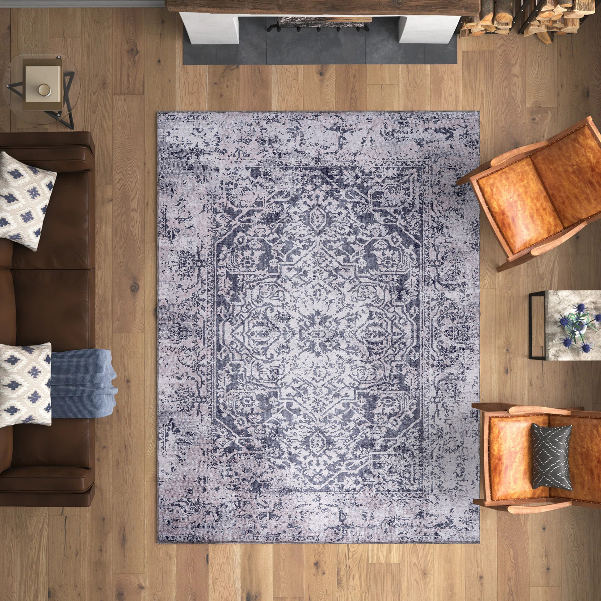 RWNL1010 washable chenille area rug viewed from above