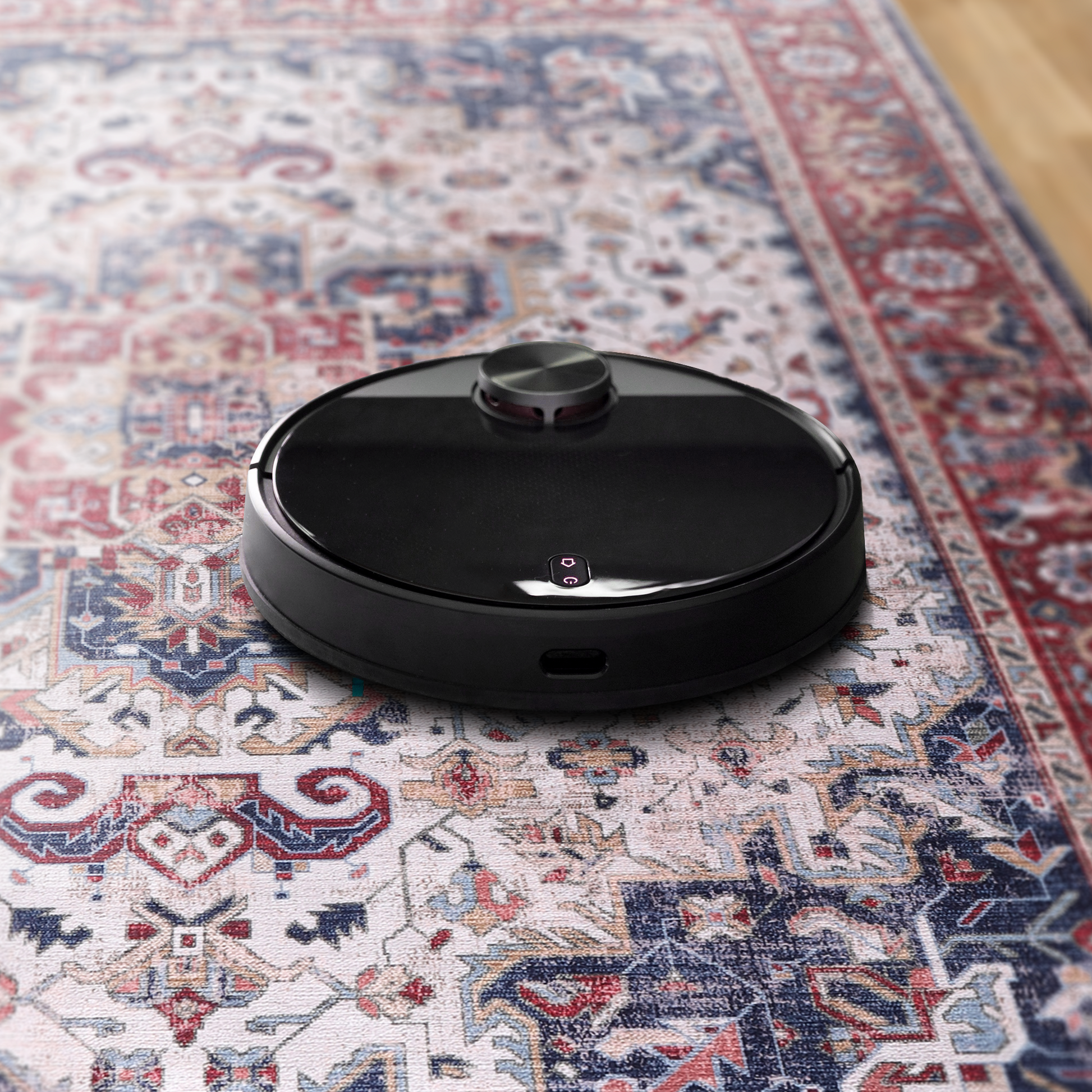 RWNL1011 washable chenille area rug, robot vacuum
