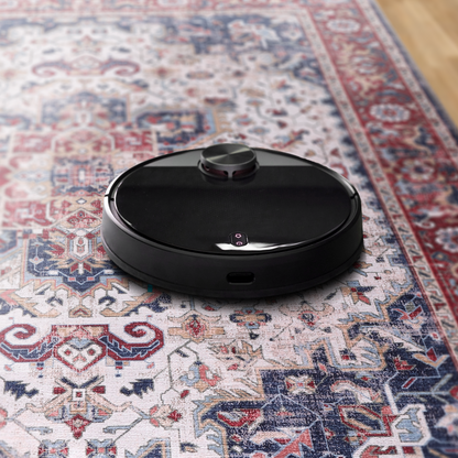 RWNL1011 washable chenille area rug, robot vacuum