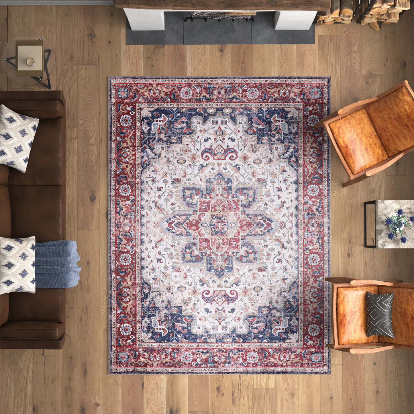 RWNL1011 washable chenille area rug viewed from above