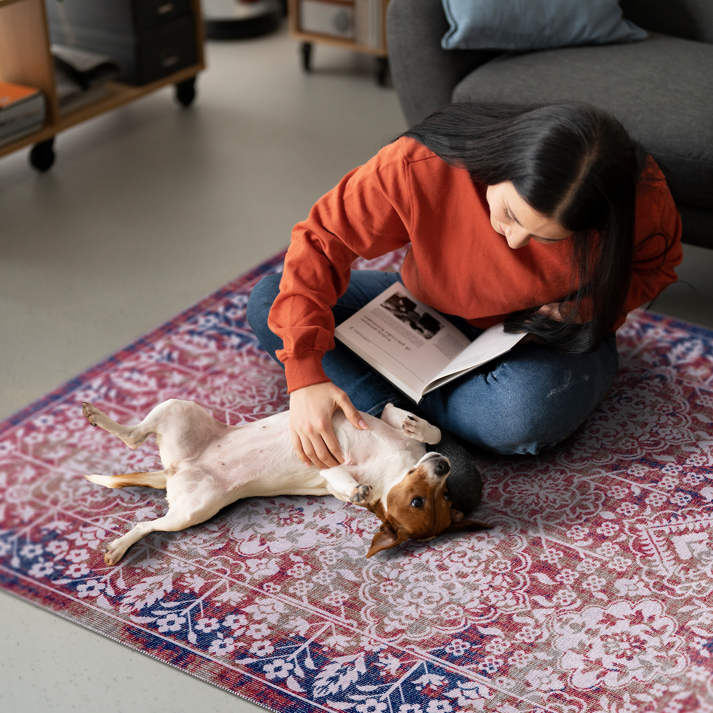 RWNL1012 washable chenille area rug, pet and kid friendly