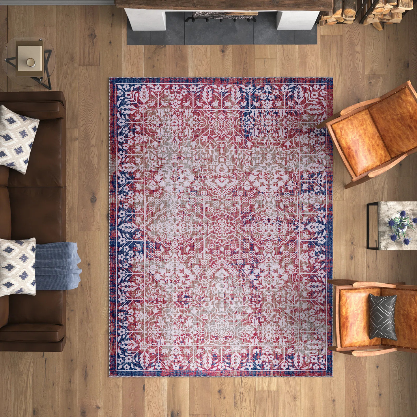 RWNL1012 washable chenille area rug viewed from above