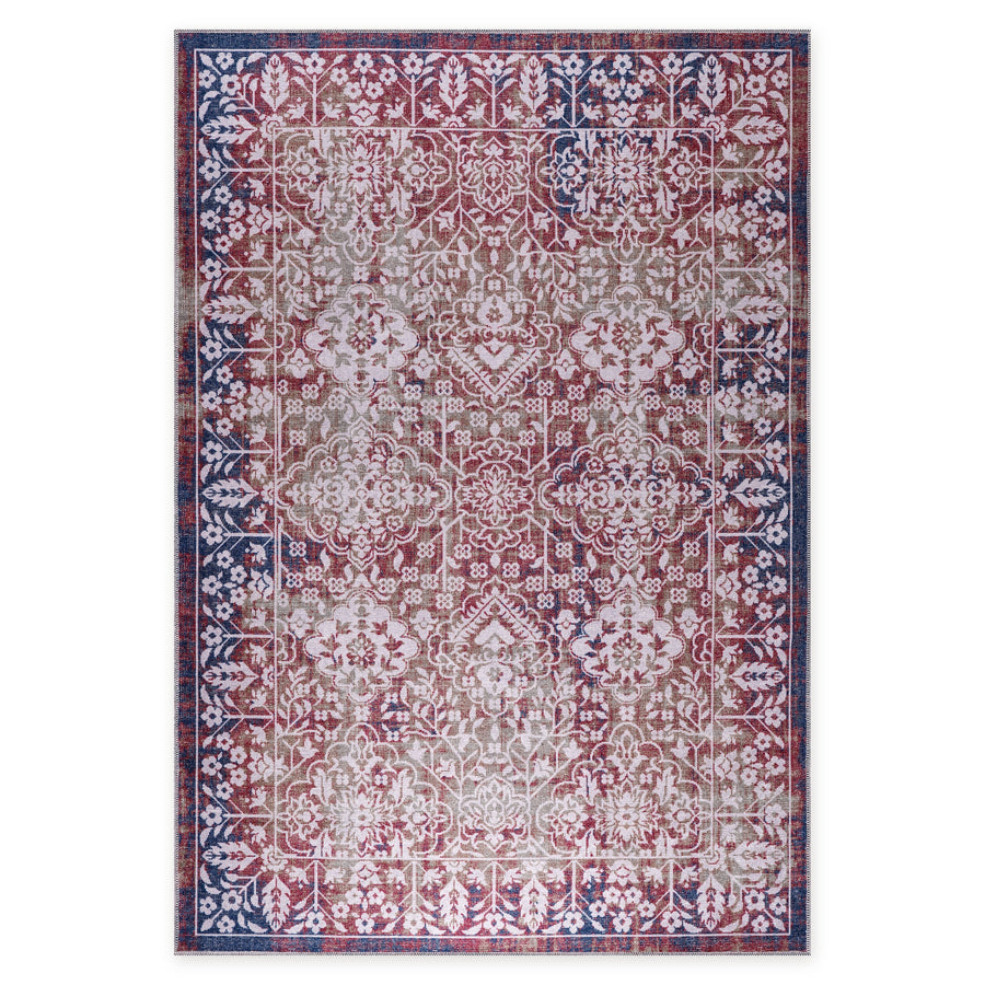 Cool Medallion Soft Pink Traditional Washable Rug