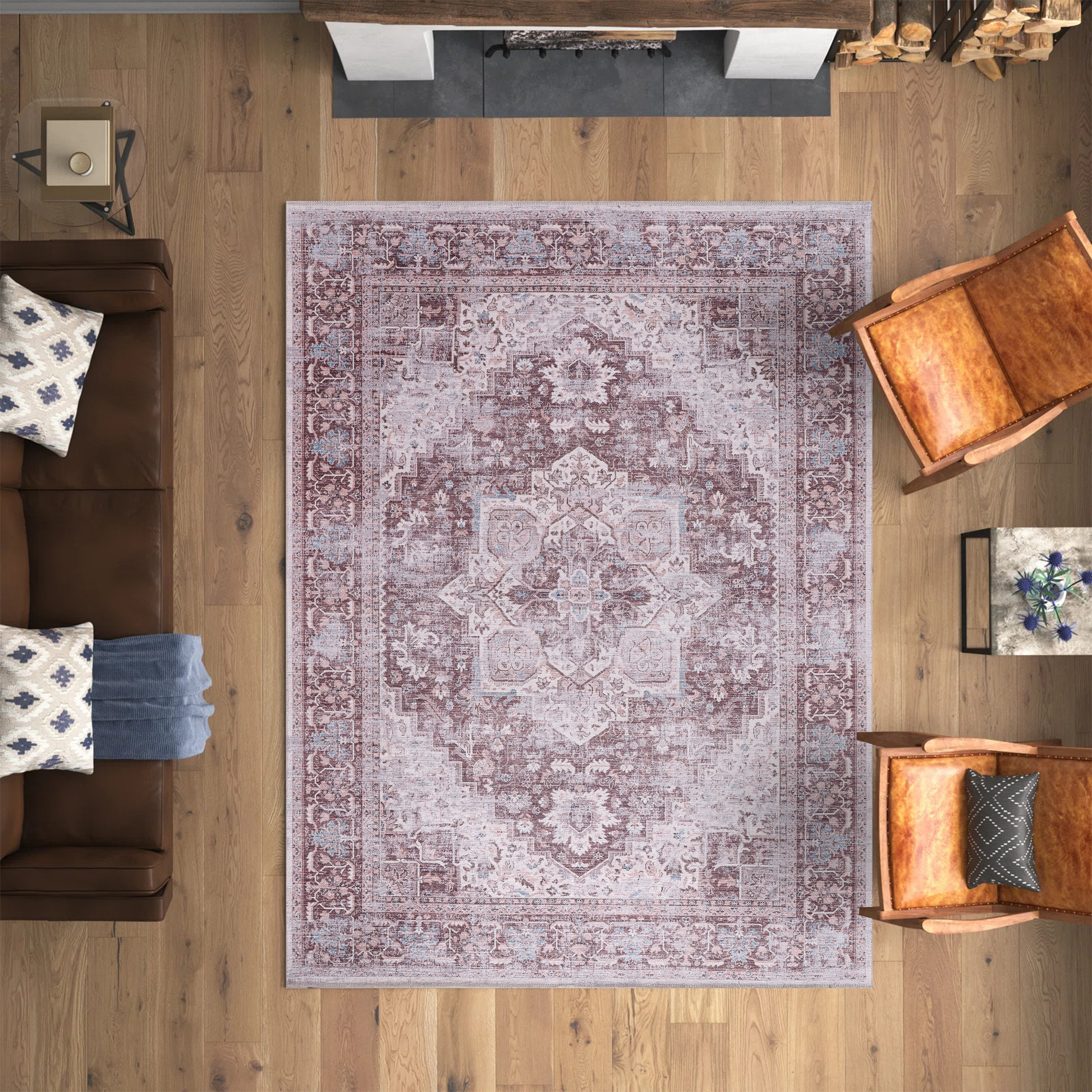 RWNL1013 washable chenille area rug viewed from above