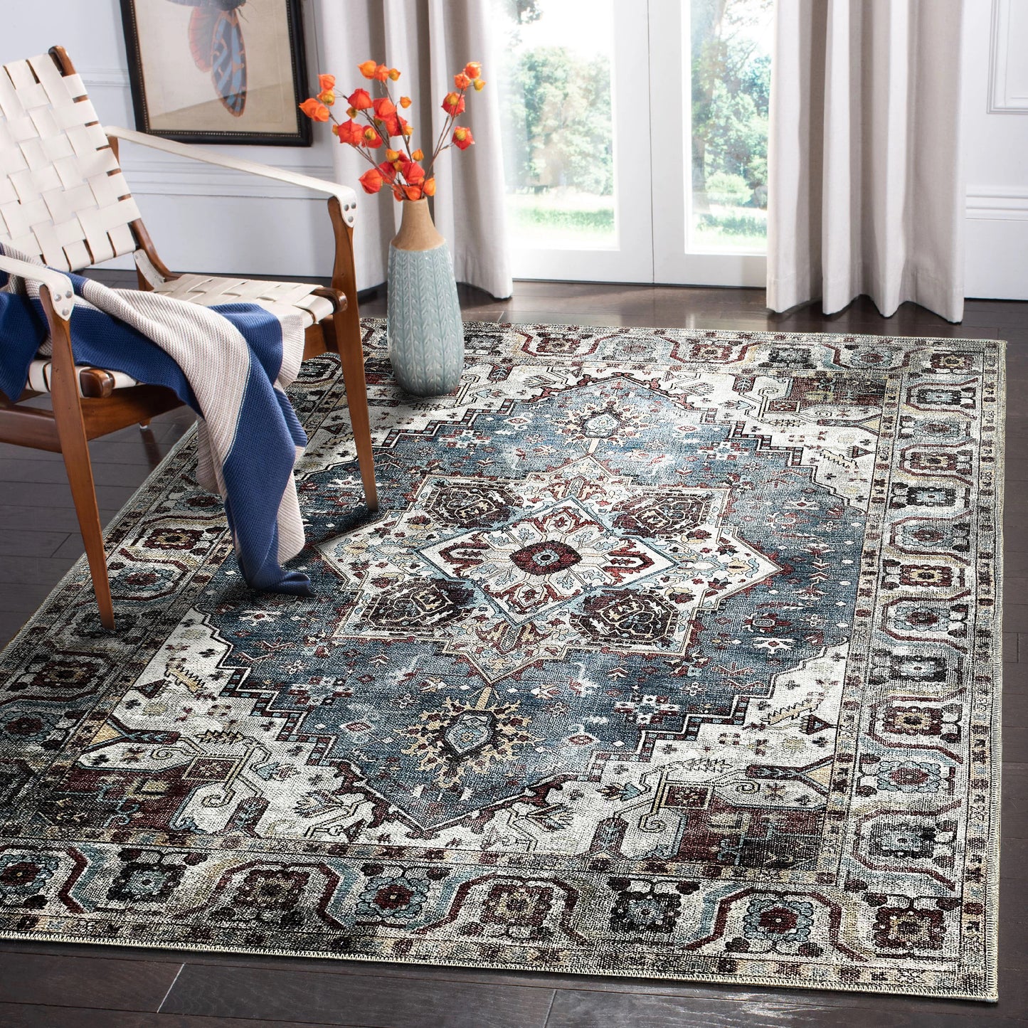 RWNL1014 washable chenille rug texture and pattern detail
