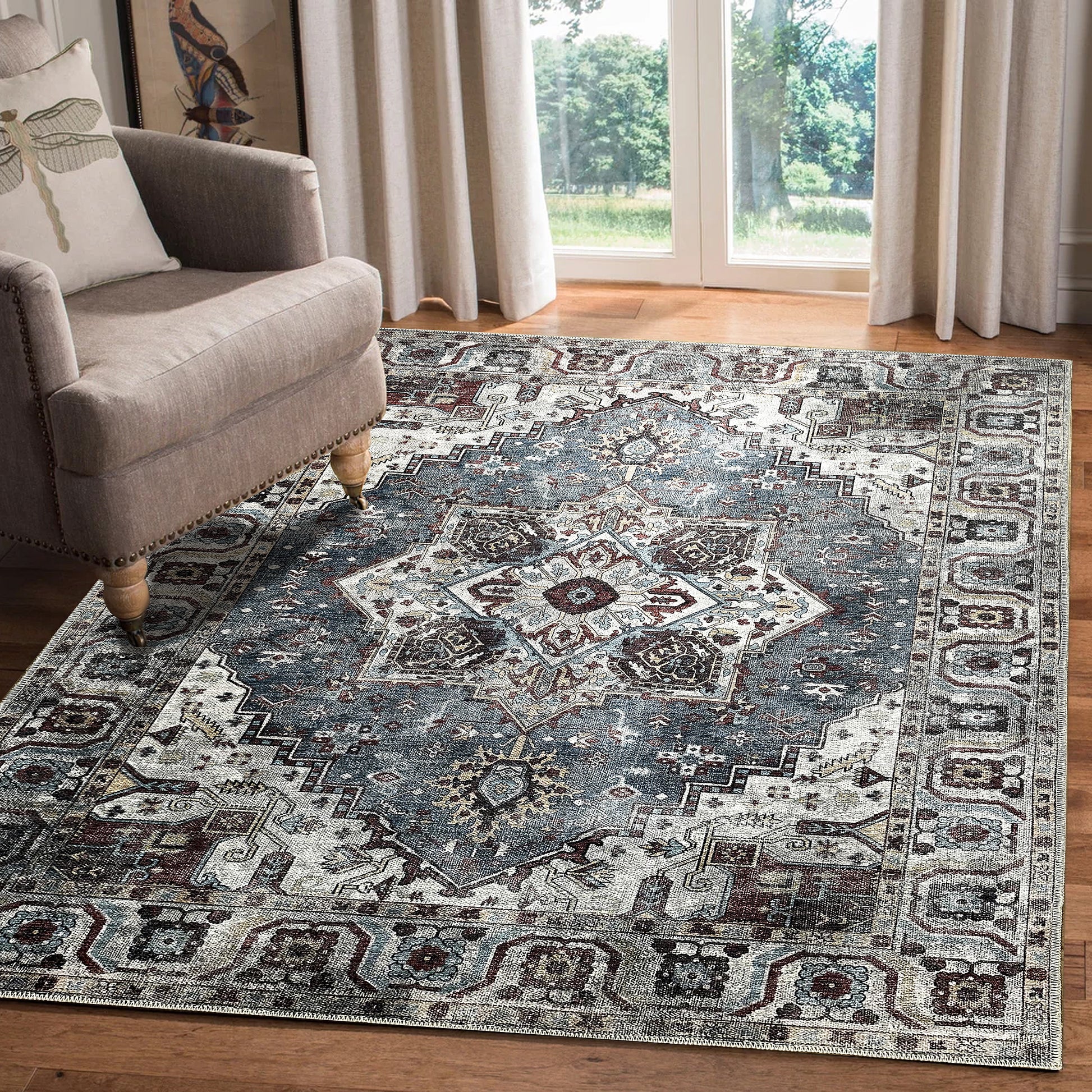 RWNL1014 washable chenille rug texture and pattern detail