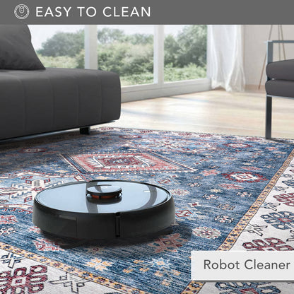 RWNL1016 washable chenille area rug, robot vacuum